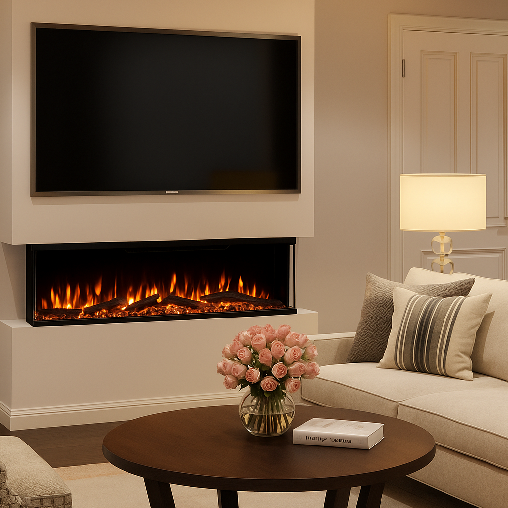 VALINE Panoramic 3 Sided Slim Electric Fireplace