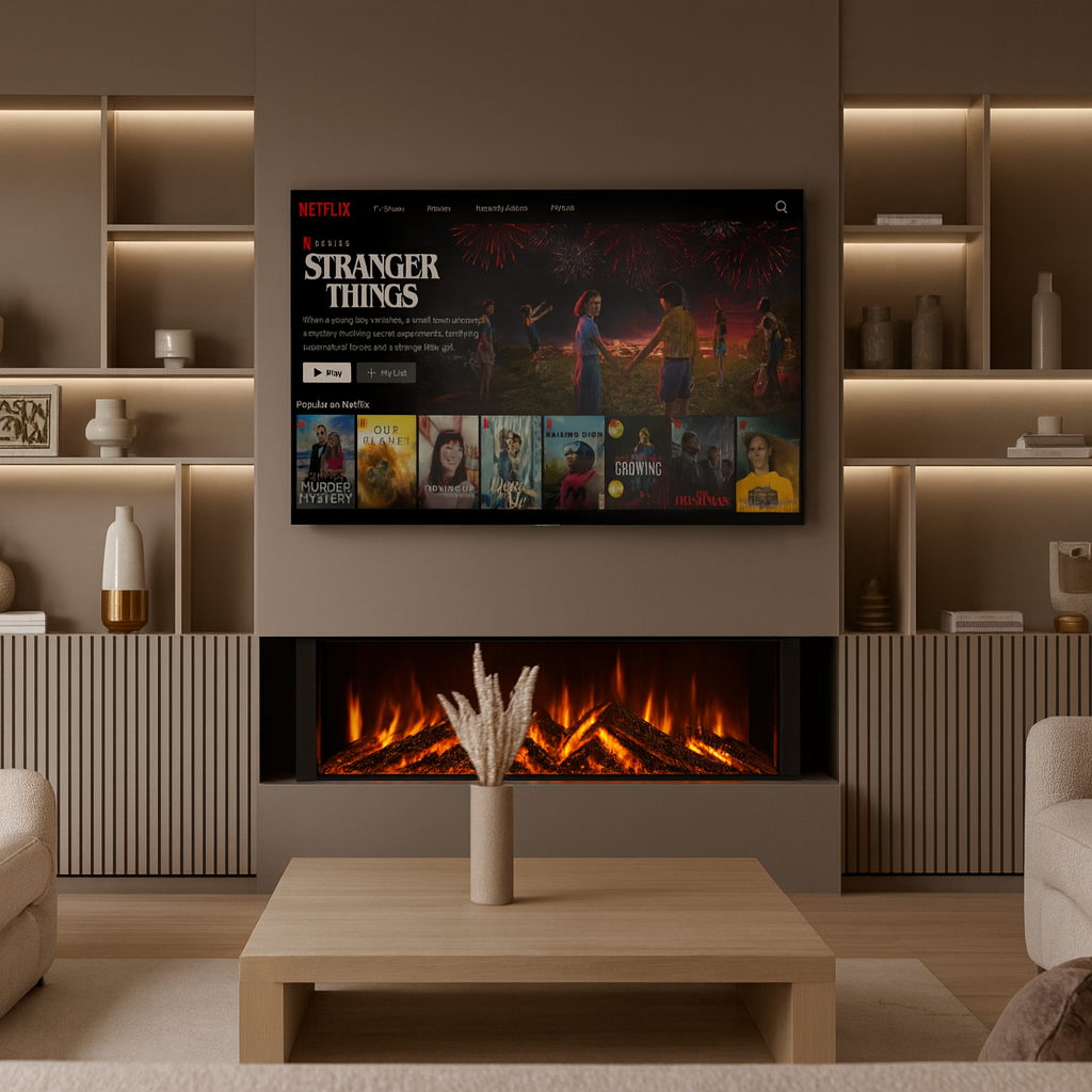 VALINE Panoramic 3 Sided Slim Electric Fireplace
