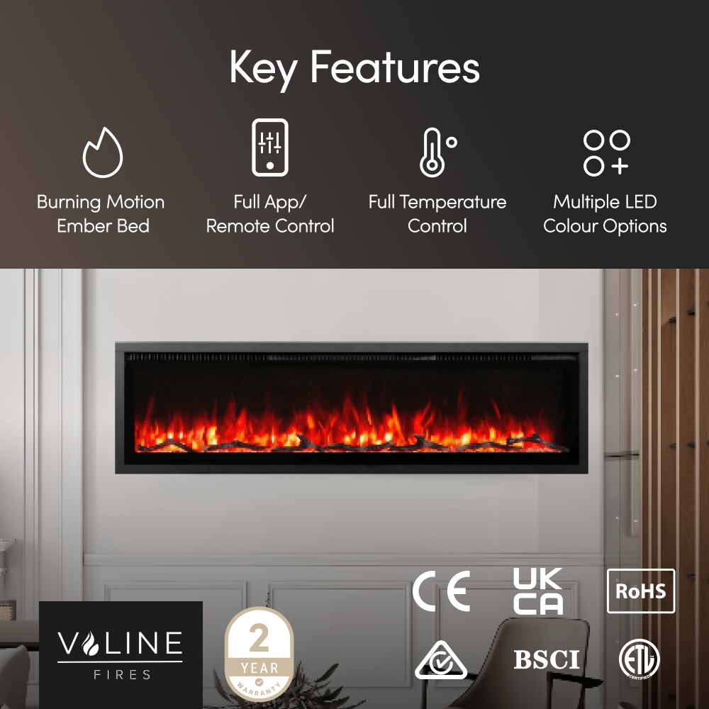 VALINE Ultra Slim Media Wall Electric Fireplace