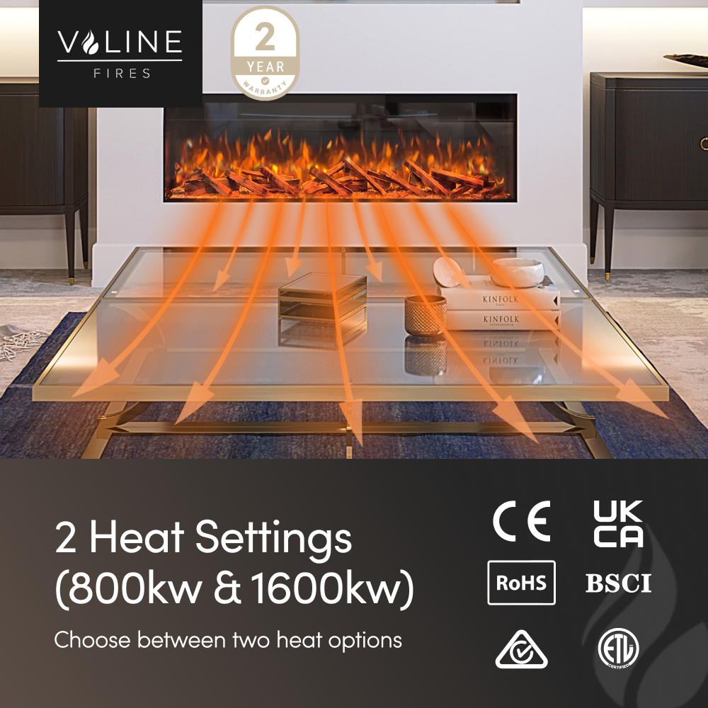 VALINE Ultra Slim Media Wall Electric Fireplace