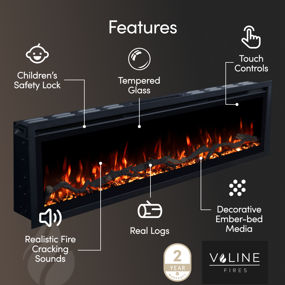 VALINE Ultra Slim Media Wall Electric Fireplace