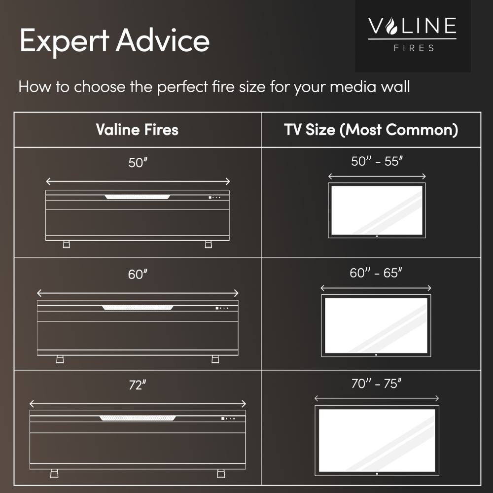 VALINE Ultra Slim Media Wall Electric Fireplace