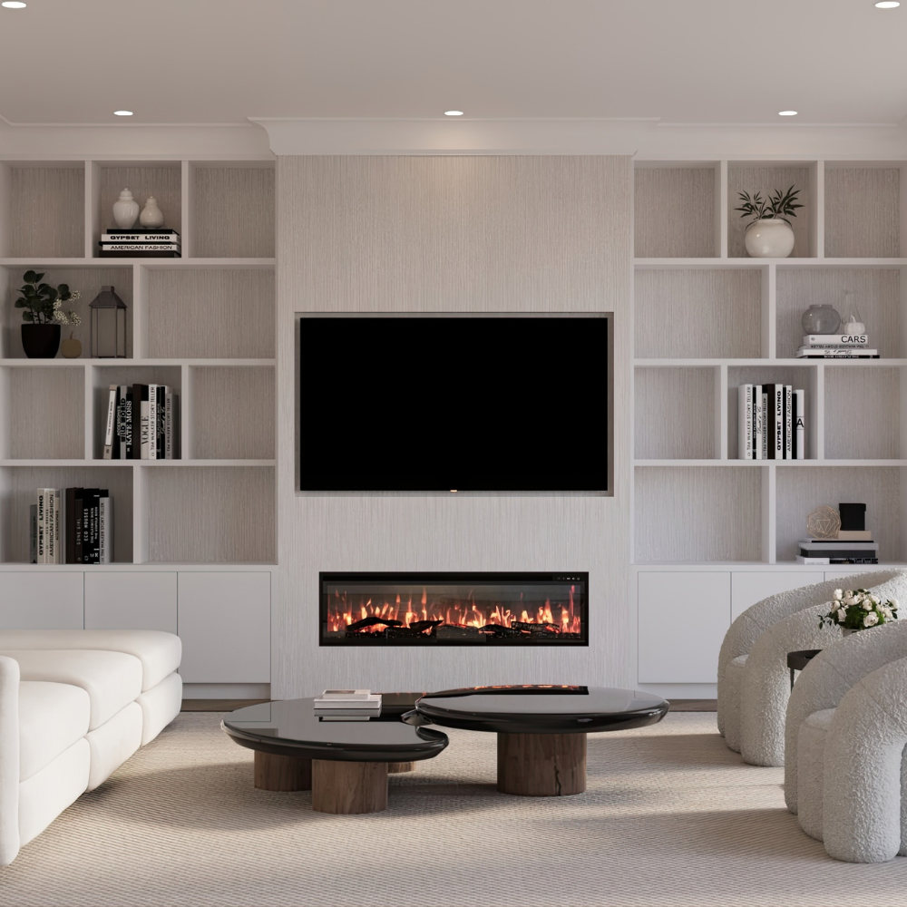 VALINE Recessed Ultra Slim Media Wall Electric Fireplace