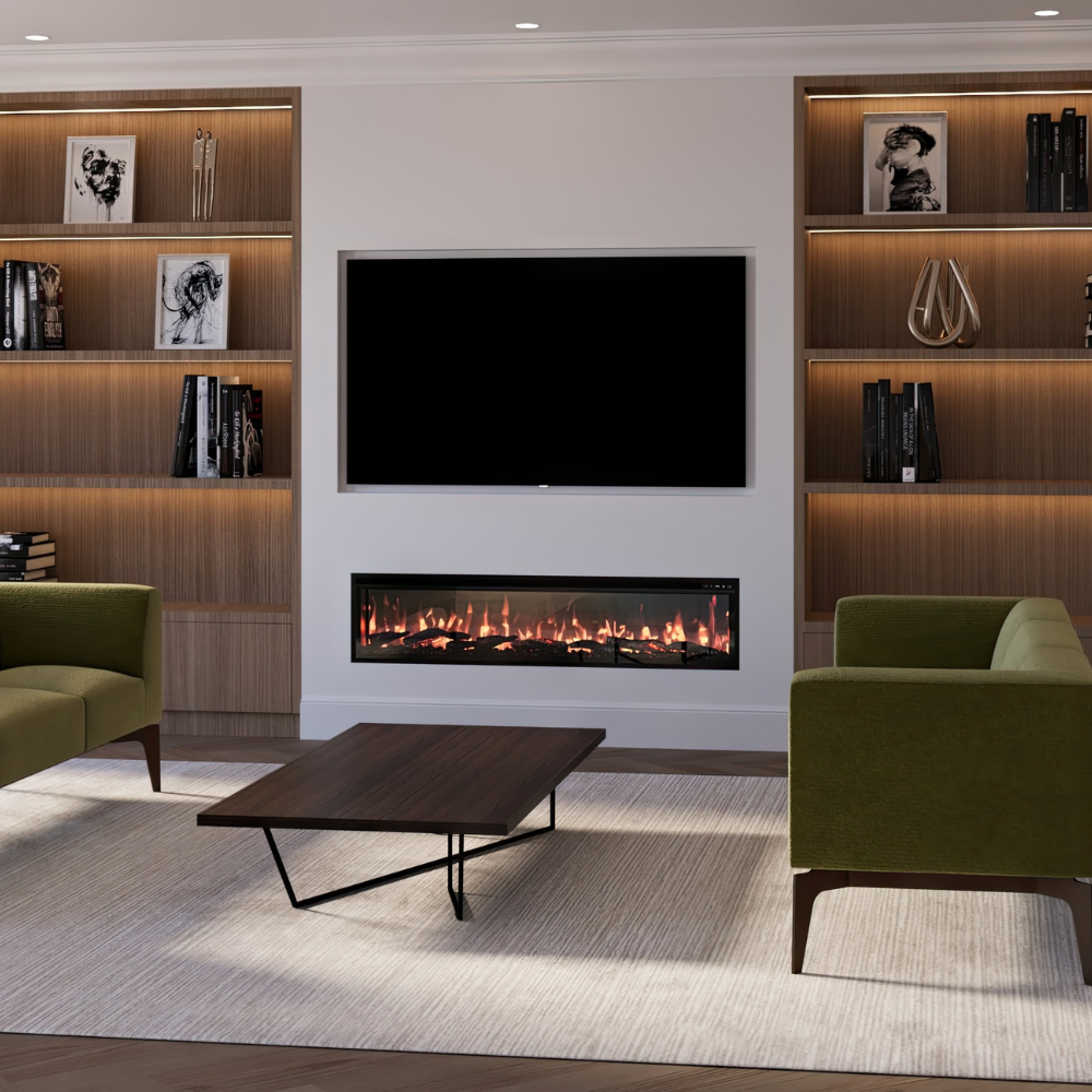 VALINE Recessed Ultra Slim Media Wall Electric Fireplace