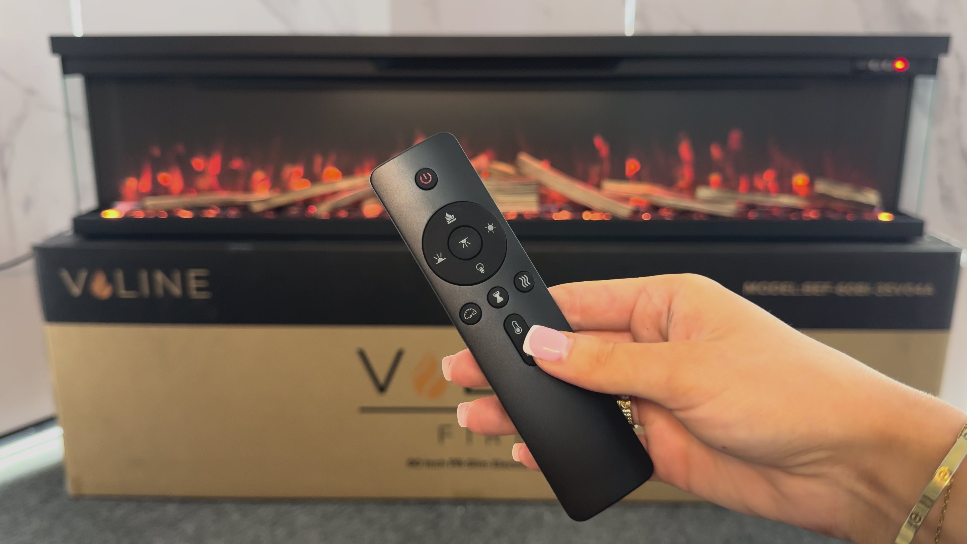 VALINE Panoramic 3 Sided Slim Media Wall Electric Fireplace